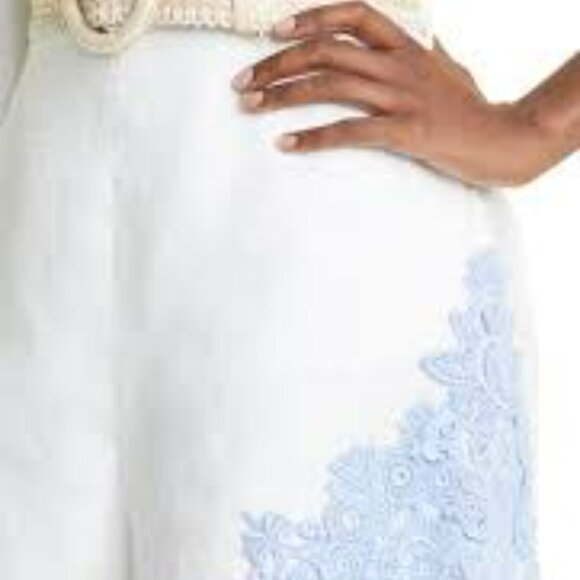 NWT - Zimmermann Raie Belted Appliquéd Lace-Trimmed Linen Shorts, Size 8 (US) - Picture 4 of 9